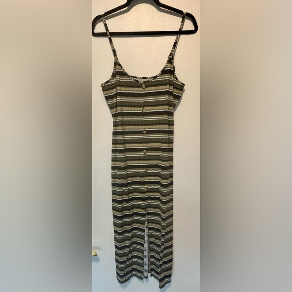 No Boundaries Black and White Striped Midi Dress